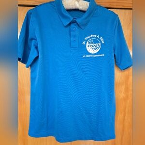 Boys Blue Port Authority Brand Golf Shirt Youth Large